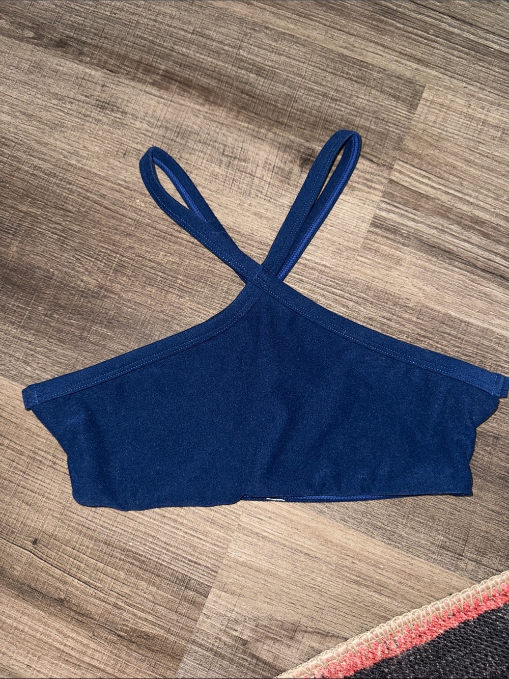 XS Wolven open back halter sports bra - navy